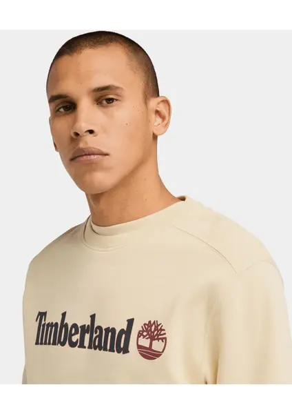 KENNEBEC RIVER Linear Logo Crew Neck Swe krem - M - Erkek