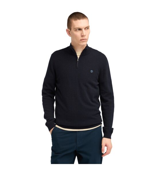 COHAS BROOK Merino 1/4 Zip Sweater Lacivert - XL - Erkek