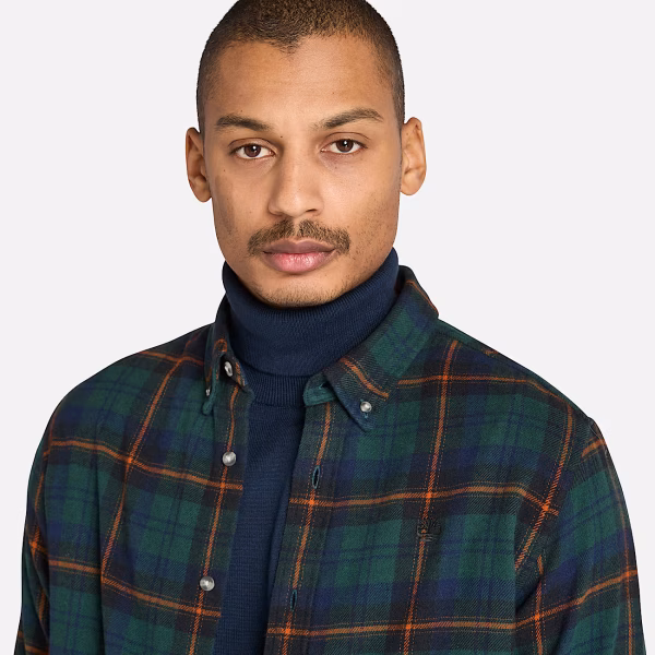 Midweight Flannel Check Shirt Yeşil - XL - Erkek