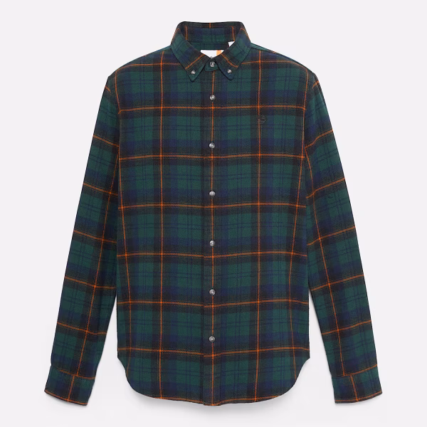 Midweight Flannel Check Shirt Yeşil - XL - Erkek