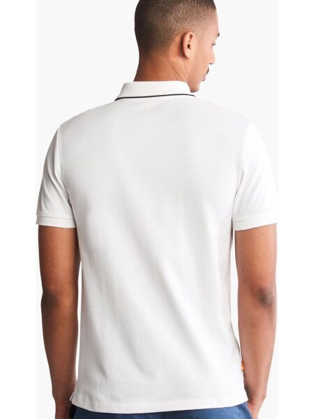 Printed Neck Short Sleeve Polo Beyaz - XL - Erkek