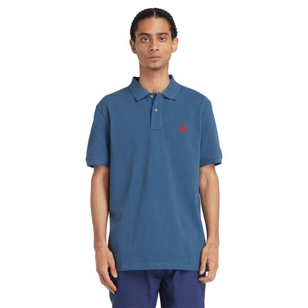 Pique Short Sleeve Polo Mavi - M - Erkek
