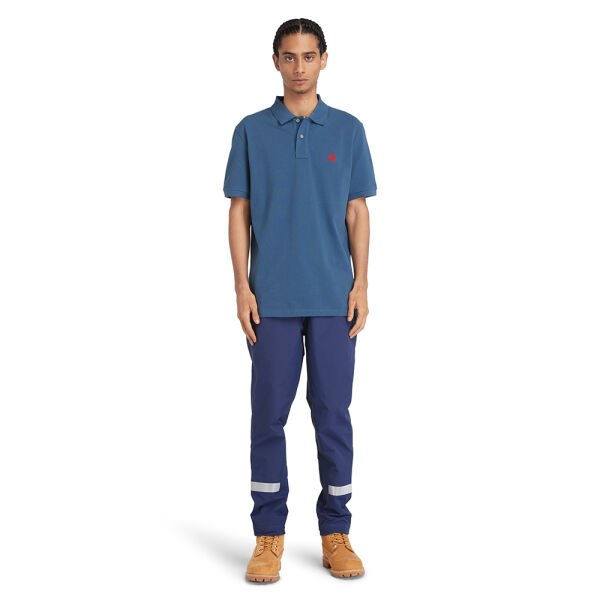 Pique Short Sleeve Polo Mavi - M - Erkek