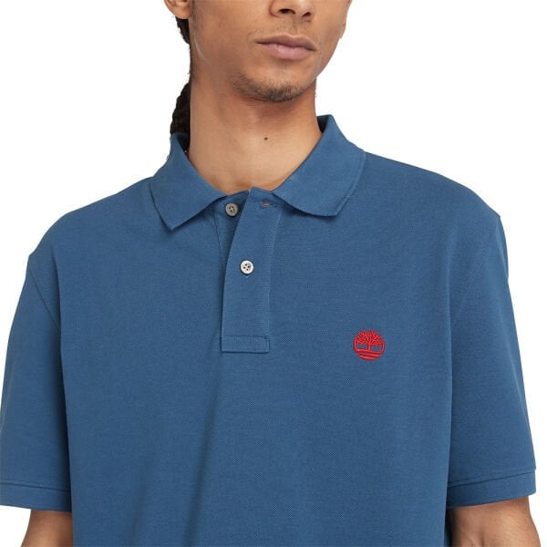 Pique Short Sleeve Polo Mavi - M - Erkek