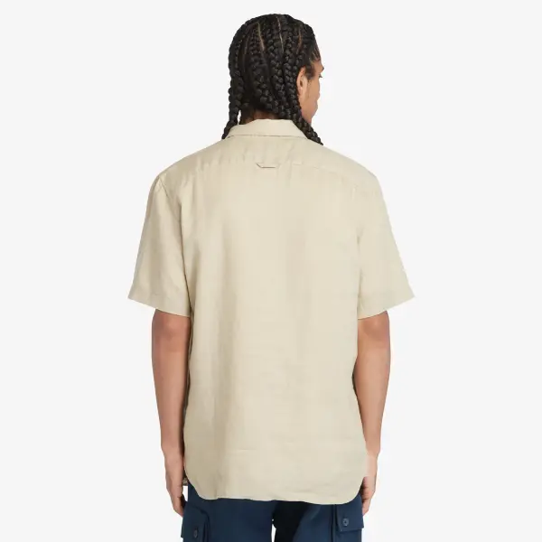 MILL BROOK Linen Short Sleeve Shirt krem - S - Erkek