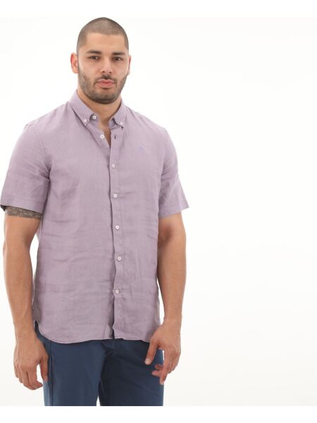 MILL BROOK Linen Short Sleeve Shirt Mor - L - Erkek
