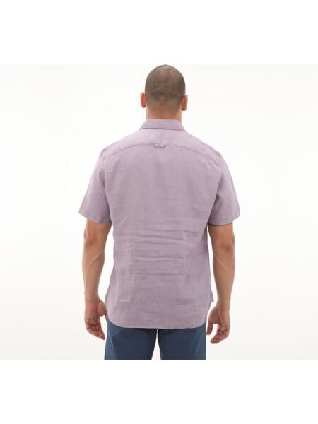 MILL BROOK Linen Short Sleeve Shirt Mor - L - Erkek