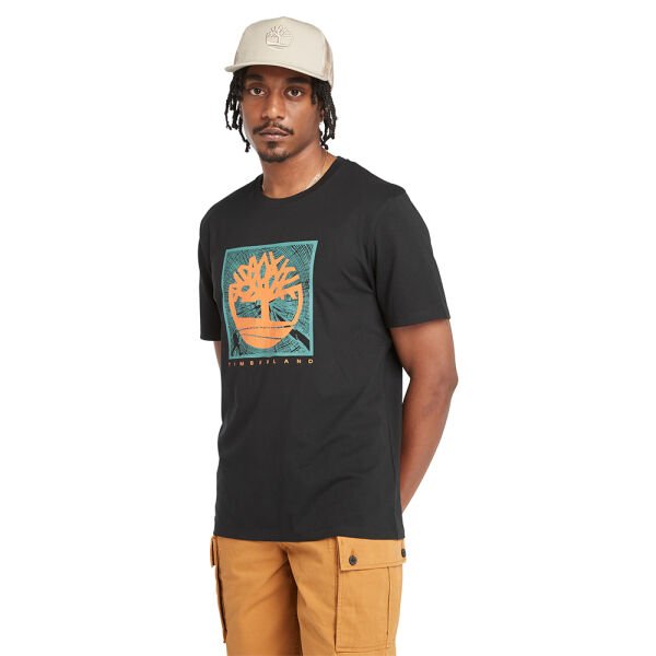 Short Sleeve Front Graphic Tee Siyah - S - Erkek