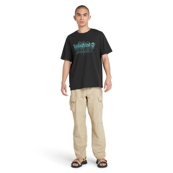 Short Sleeve Graphic Slub Tee Siyah - XXL - Erkek