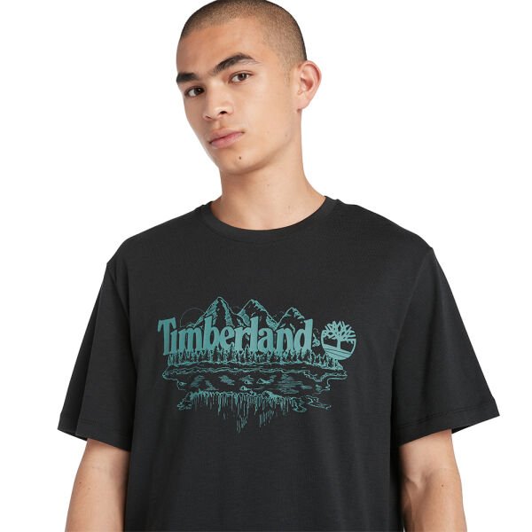 Short Sleeve Graphic Slub Tee Siyah - XXL - Erkek