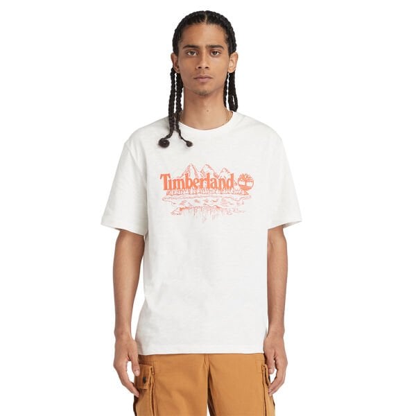 Short Sleeve Graphic Slub Tee Beyaz - XL - Erkek