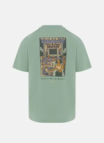 Washed Boot Lab Back Graphic Tee Yeşil - M - Erkek