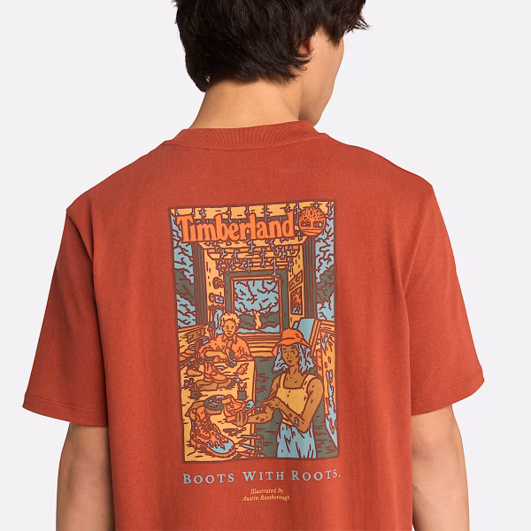 Washed Boot Lab Back Graphic Tee kırmızı - M - Erkek