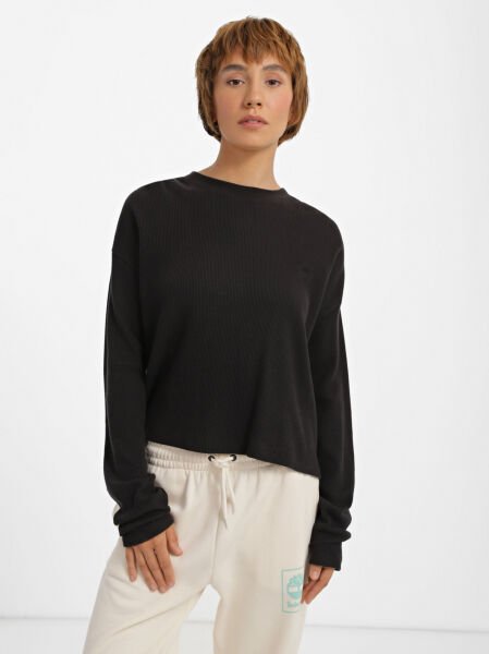 W WAFFLE L/S TEE Siyah - XS - Kadın